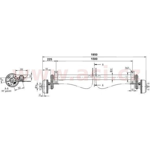 NÁPRAVA KNOTT GB 10 (1000 KG) ROZTEČ PATEK 1500 MM, BRZDOVÉ BUBNY (4X100) ORIGINÁL