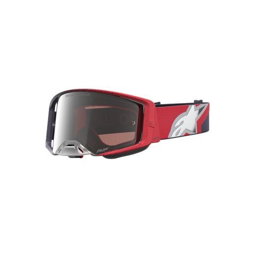OKULIARE SUPERTECH HITEN, ALPINESTARS (ČERNÁ/ČERVENÁ, ZRKADLOVÉ STRIEBORNÉ PLEXI) 2027