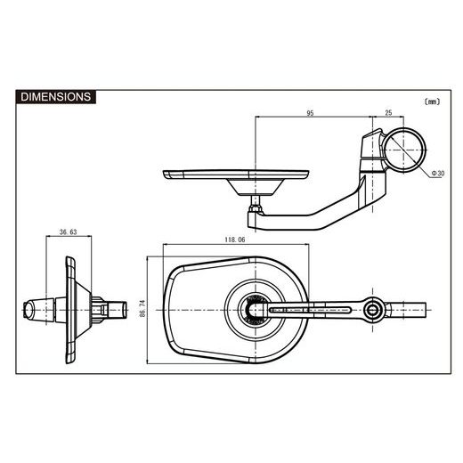 SPÄTNÉ ZRKADLO UNIVERZÁLNY DO KONCOV RIADIDIEL D-MIRROR-5, DAYTONA