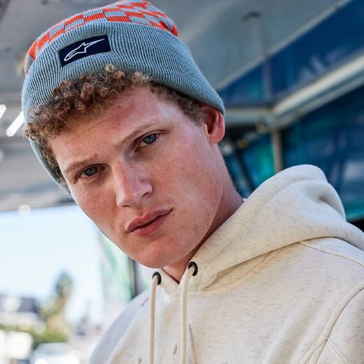 ČIAPKA CHECKERED CUFF BEANIE, ALPINESTARS (MODRÁ/ORANŽOVÁ)