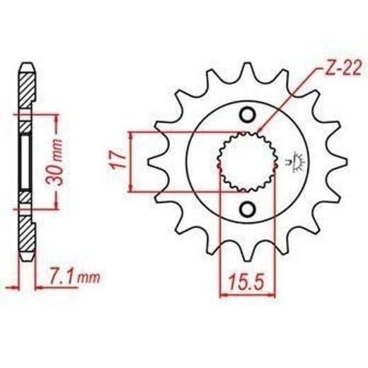 REŤAZOVÉ KOLIESKO PRE SEKUNDÁRNE REŤAZY TYPU 428, JT - ANGLICKO (15 ZUBOV)