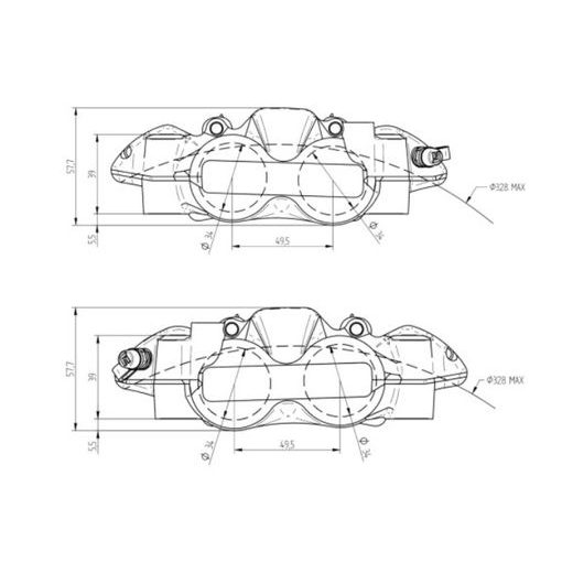 RADIAL BRAKE CALIPER ACCOSSATO PZ002 108 MM PISTONS IN TITANIUM