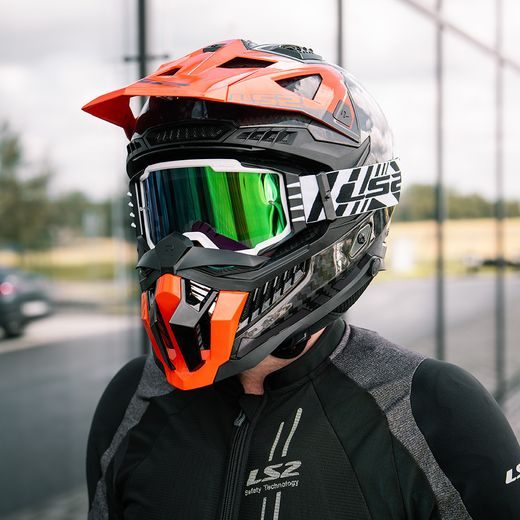 LS2 CHARGER PRO GOGGLE WHITE WITH IRIDIUM VISOR