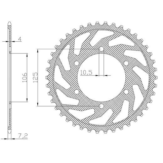 OCEĽOVÁ ROZETA PRE SEKUNDÁRNE REŤAZY TYPU 525, BRAKING (50 ZUBOV)