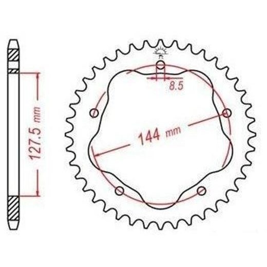 DURALOVÁ ROZETA PRE SEKUNDÁRNE REŤAZY TYPU 520, JT - ANGLICKO (38 ZUBOV)
