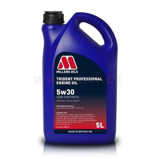 MILLERS OILS TRIDENT PROFESSIONAL 5W30, POLOSYNTETICKÝ, 5 L