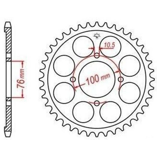 OCEĽOVÁ ROZETA PRE SEKUNDÁRNE REŤAZY TYPU 530, JT - ANGLICKO (46 ZUBOV)