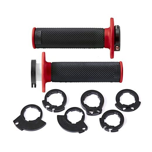 GRIPY LOCK-ON D100 (OFFROAD) DĹŽKA 125/130 MM (6 VAČEK), DOMINO (ČIERNO-ČERVENÉ)