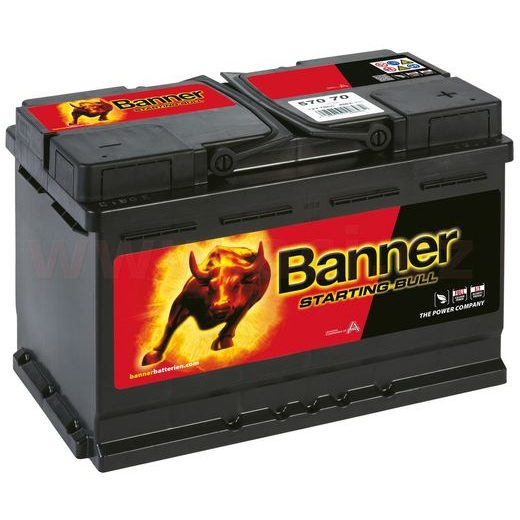 70AH BATÉRIA 600A, PRAVÁ BANNER STARTING BULL 278X175X190