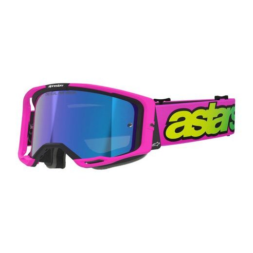 OKULIARE VISION 8 VISTA, ALPINESTARS (RUŽOVÁ FLUO/ŽLUTÁ FLUO/ZELENÁ, ZRKADLOVÉ MODRÉ PLEXI) 2026