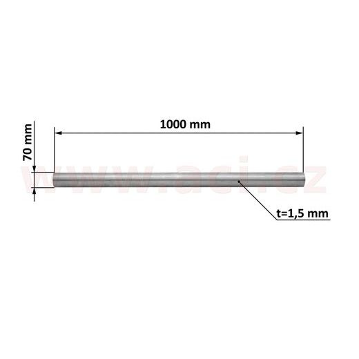 UNIVERZÁLNÍ ROURA VÝFUKU 1 M NEREZ, VNĚJŠÍ PRŮMĚR 70 MM, TL. 1,5 MM TYLL