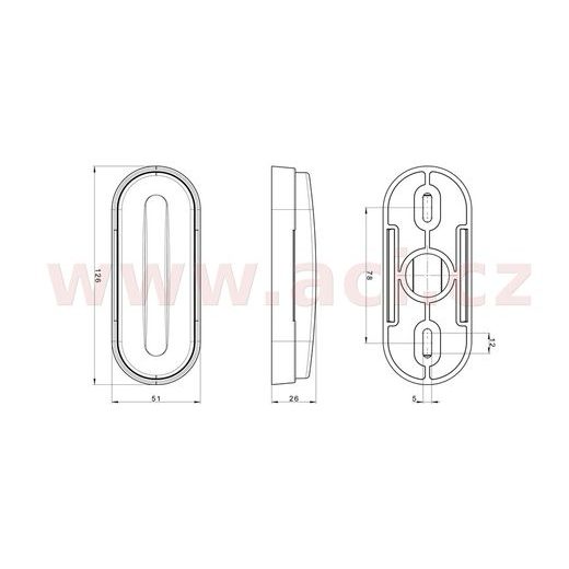 POZIČNÍ SVĚTLO LED OVÁLNÉ ORANŽOVÉ (126X51 MM) S ODRAZKOU, S DRŽÁKEM V ZADNÍ ČÁSTI