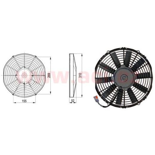 SAHARA UNIVERZÁLNÍ 24 V, VNĚJŠÍ PRŮMĚR 310 MM, PRŮMĚR VRTULE 280 MM, TLOUŠŤKA 52 MM, 4,5 A, PROUD VZDUCHU 1550 M3/H, VÝTLAK