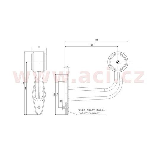 POZIČNÍ SVĚTLO LED (118X45 MM) KOMBINACE 2V1 S GUMOVÝM DRŽÁKEM, KABEL 0,5 M, L=P