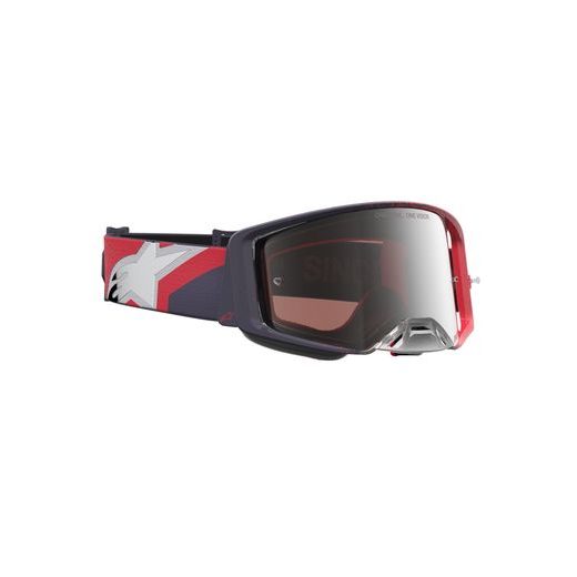OKULIARE SUPERTECH HITEN, ALPINESTARS (ČERNÁ/ČERVENÁ, ZRKADLOVÉ STRIEBORNÉ PLEXI) 2027