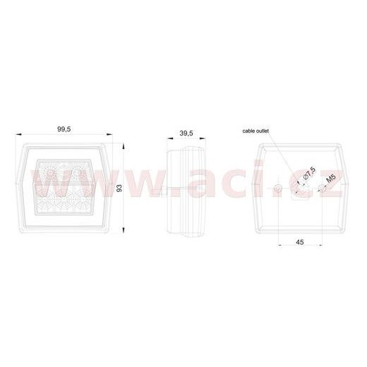 ZADNÍ SVĚTLO LED 99,5X93 MM KABEL 1 M, L=P