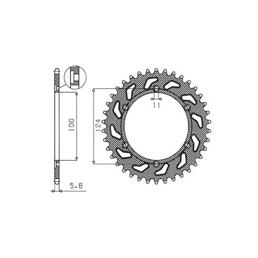 OCEĽOVÁ ROZETA PRE SEKUNDÁRNE REŤAZY TYPU 520, BRAKING (39 ZUBOV)