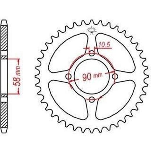OCEĽOVÁ ROZETA PRE SEKUNDÁRNE REŤAZE TYPU 428, JT - ANGLICKO (44 ZUBOV)