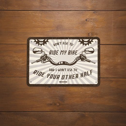 PLECHOVÁ CEDUĽA DON'T ASK TO RIDE MY BIKE, OXFORD