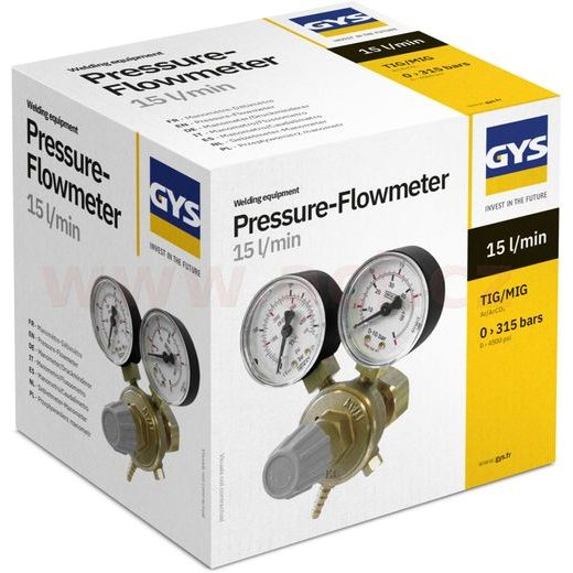 REDUKČNÍ VENTIL ARGON+CO2 S TLAKOMĚREM, 15 L/MIN, ZÁVIT W 21,8 MM