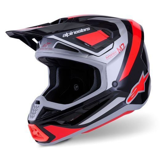 PRILBA SUPERTECH S-M7 RISE, ALPINESTARS (ČERNÁ/STŘÍBRNÁ/ČERVENÁ FLUO) 2026