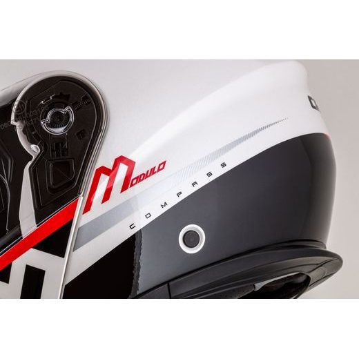 PRILBA MODULO 2.1 COMPASS, CASSIDA (BIELA PERLEŤ/ČERNÁ/ČERVENÁ/STŘÍBRNÁ, PLEXI S PRÍPRAVOU PRE PINLOCK) 2026