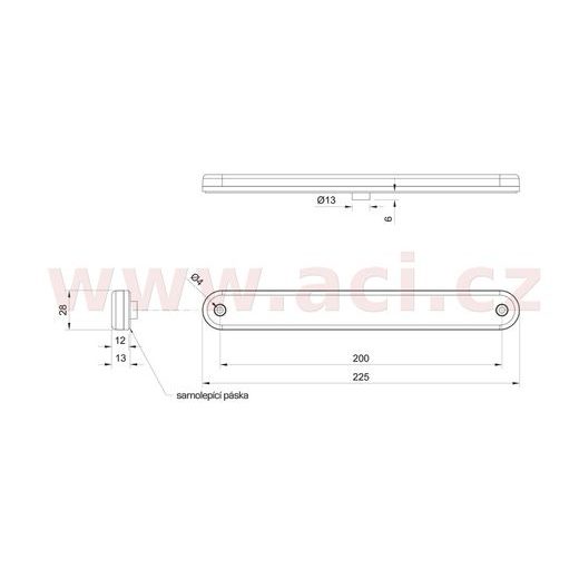 BRZDOVÉ SVĚTLO LED SAMOLEPÍCÍ 225X28 MM, KABEL 0,5 M