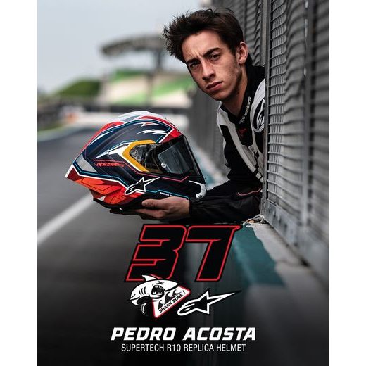PRILBA SUPERTECH R10 LIMITOVANÁ EDÍCIA PEDRO ACOSTA, ALPINESTARS (MODRÁ/ČERVENÁ/BÍLÁ MATNÁ) 2025