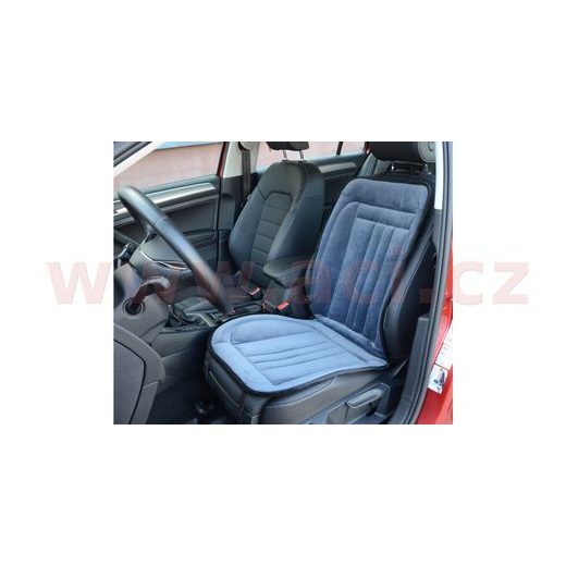 VYHŘÍVANÝ POTAH SEDAČKY S TERMOSTATEM, REGULACE TEPLOTY 30-60°C, NAPÁJENÍ 12 V (PŘIPOJENÍ DO ZAPALOVAČE) ŠEDÝ