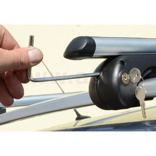 STŘEŠNÍ NOSIČ ZAMYKACÍ HLINÍKOVÝ 120 CM, MAX PRŮŘEZ NOSIČE 45X74 MM, SADA 2 KS, PRO VOZIDLA S PODÉLNÝMI NOSIČI, ALU-PRO