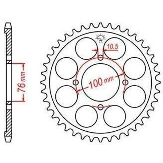 OCEĽOVÁ ROZETA PRE SEKUNDÁRNE REŤAZY TYPU 428, JT - ANGLICKO (47 ZUBOV)