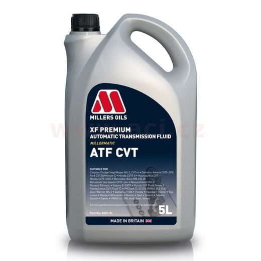 MILLERS OILS PREVODOVÝ OLEJ PLNE SYNTETICKÝ PRE VARIÁTOROVÉ PREVODOVKY XF PREMIUM ATF CVT 5L