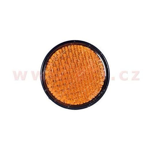 UNIVERZÁLNÍ ODRAZKA KULATÁ, PLASTOVÝ DRŽÁK SE ŠROUBEM, ORANŽOVÁ (PRŮMĚR 60 MM)