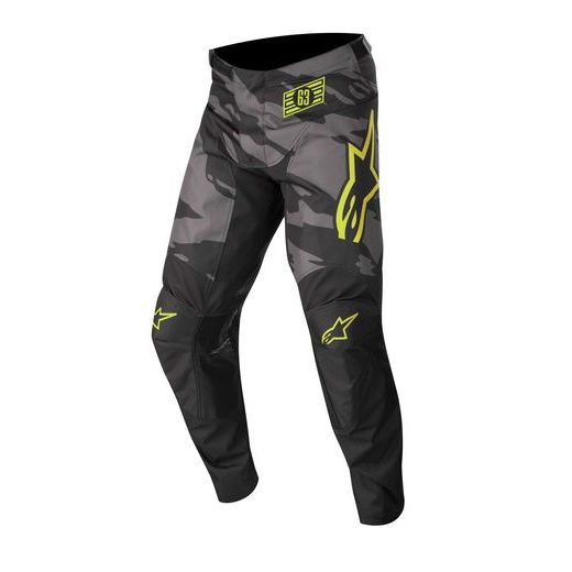 NOHAVICE RACER TACTICAL, ALPINESTARS, DETSKÉ (ČERNÁ/ŠEDÁ MASKÁČOVÁ/ŽLUTÁ FLUO)