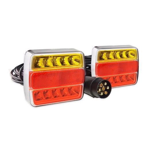 SADA ZADNÍCH SVĚTLEL LED 100X95 MM, MAGNETICKÁ, ZÁSTRČKA 7 PIN, KABEL 7,5 M