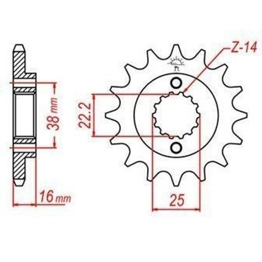 REŤAZOVÉ KOLIESKO PRE SEKUNDÁRNE REŤAZY TYPU 525, JT - ANGLICKO (14 ZUBOV)