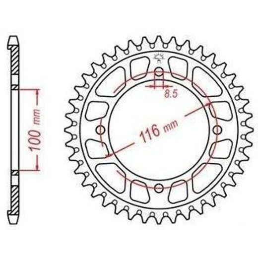 DURALOVÁ ROZETA PRE SEKUNDÁRNE REŤAZY TYPU 428, JT - ANGLICKO (51 ZUBOV)