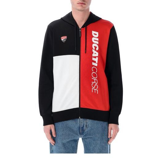 MIKINA NA ZIP DUCATI CORSE, (ČERVENÁ, ČIERNA, BIELA)