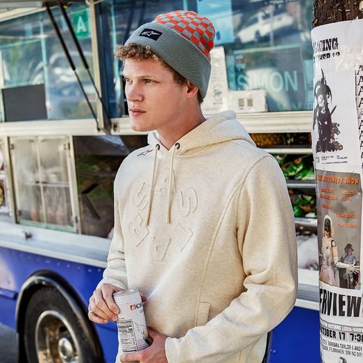 ČIAPKA CHECKERED CUFF BEANIE, ALPINESTARS (MODRÁ/ORANŽOVÁ)