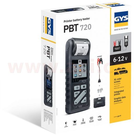 TESTER BATERIÍÍ, NAPĚTÍ, PROUD, DOBÍJENÍ, 6/12/24 V, 7 - 240 AH, S TISKÁRNOU GYS PBT720, MENU V ČEŠTINĚ
