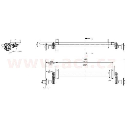 NÁPRAVA KNOTT G 13 (1300 KG) ROZTEČ PATEK 1000 MM, NÍZKÉ PATKY (4X100) ORIGINÁL