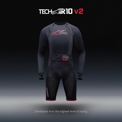 AIRBAGOVÁ VESTA TECH-AIR®10 V2 RACE SYSTEM, ALPINESTARS (ČERNÁ/ČERVENÁ/ŠEDÁ) 2026