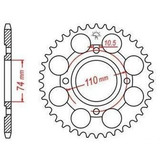 OCEĽOVÁ ROZETA PRE SEKUNDÁRNE REŤAZY TYPU 530, JT - ANGLICKO (41 ZUBOV)