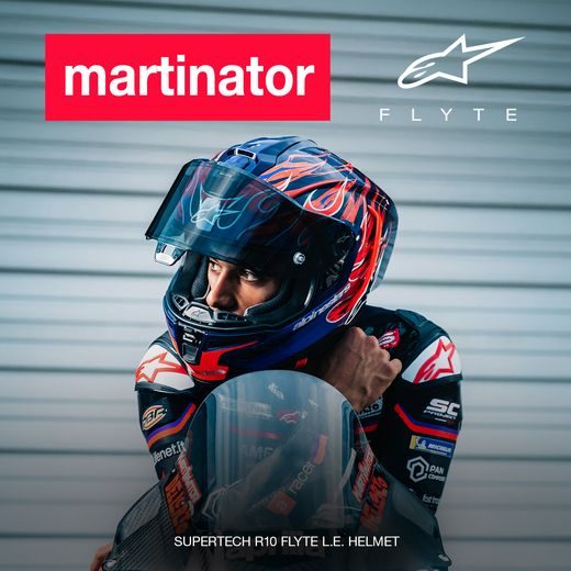 PRILBA SUPERTECH R10 FLYTE LIMITOVANÁ EDÍCIA JORGE MARTIN, ALPINESTARS (FIALOVÁ/ČERVENÁ) 2026