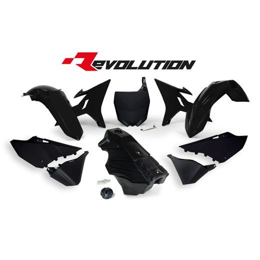 SADA PLASTOV YAMAHA - REVOLUTION KIT PRE YZ 125/250 02-21, RTECH (ČIERNA, 7 DIELOV)