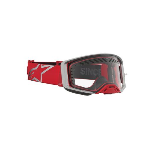 OKULIARE SUPERTECH DURA AIR FLUID, ALPINESTARS (ČERVENÁ/STŘÍBRNÁ, ČÍRE PLEXI) 2027