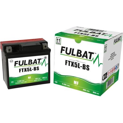 BATÉRIE 12V, YTX5L-BS, 4AH, 80A, BEZÚDRŽBOVÁ MF AGM 113X70X105, FULBAT (VR. BALENIE ELEKTROLYTU)