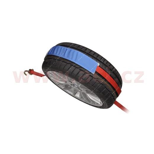 UPÍNACÍ POPRUH PRO PŘEVOZ VOZIDEL PŘES KOLO, 3 T, 3X OTOČNÝ HÁK, PROTISKLUZOVÝ NÁVLEK, RÁČNA, VDI 2700