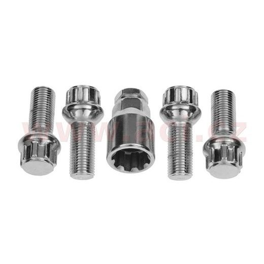 BEZPEČNOSTNÍ ŠROUB KOLA, ZÁVIT M14X1.5, KULOVÉ SEDLO, DÉLKA ZÁVITU 27 MM (SADA 4 KS)