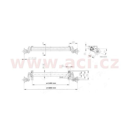 NÁPRAVA AL-KO PLUS UBR 1200-5 (1300 KG) ROZTEČ PATEK 1400 MM (4X100) ORIGINÁL